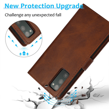 Samsung Galaxy S20 FE Compatible Case Cover With Leather Flip Wallet - Brown